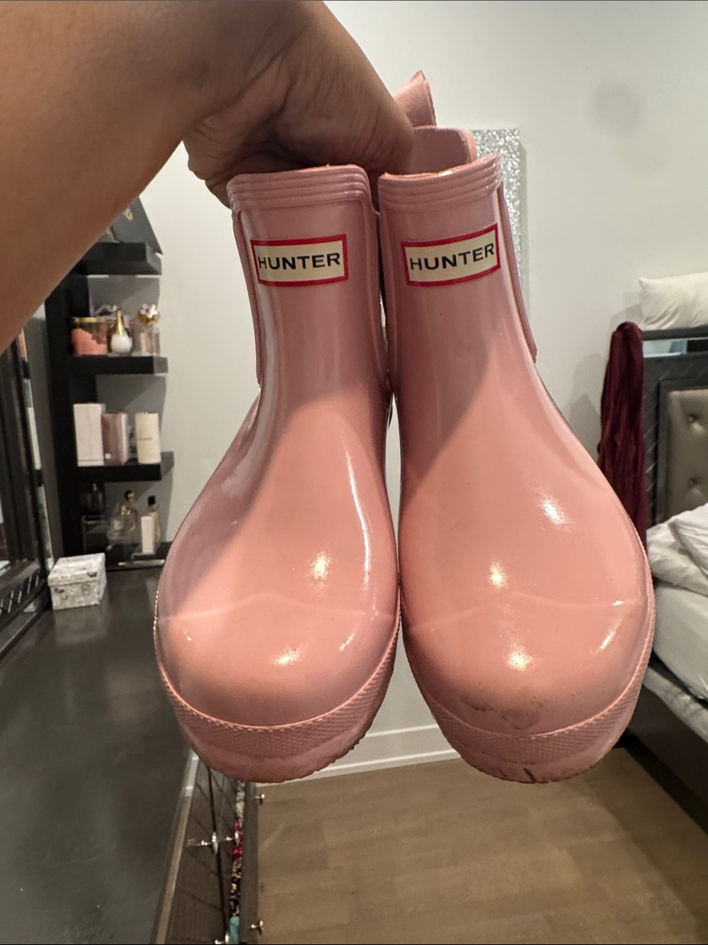 Hunter Pink Gloss Chelsea-Style Rain Boots
